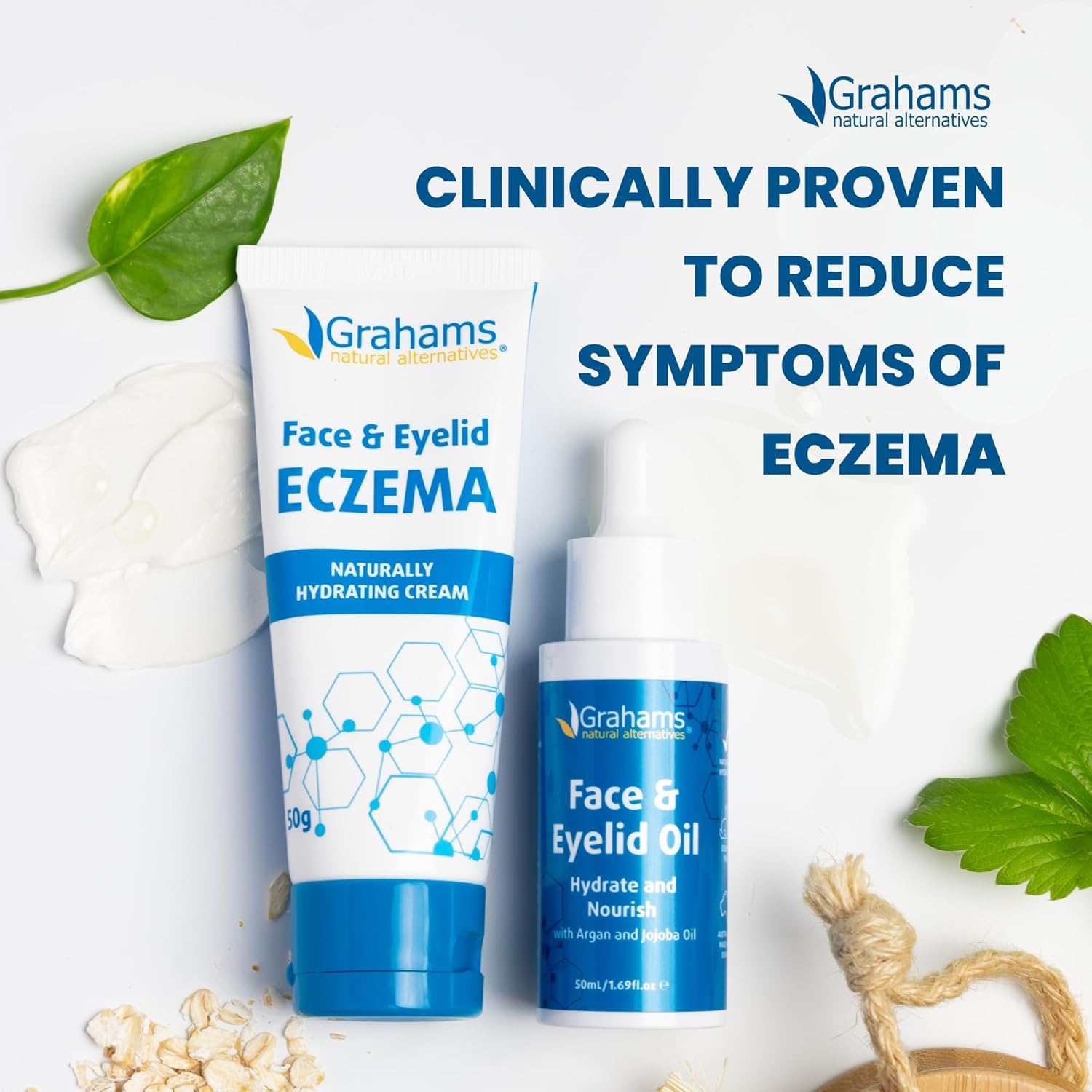 Grahams Natural Face & Eyelid Eczema Relief Kit (1.76 oz Cream & 50ml Oil)