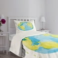 thumbnail image 5 of Ambesonne Earth Quilted Bedspread Set 2 Pcs, Watercolor Style Planet, Twin Size, Green Blue, 5 of 6