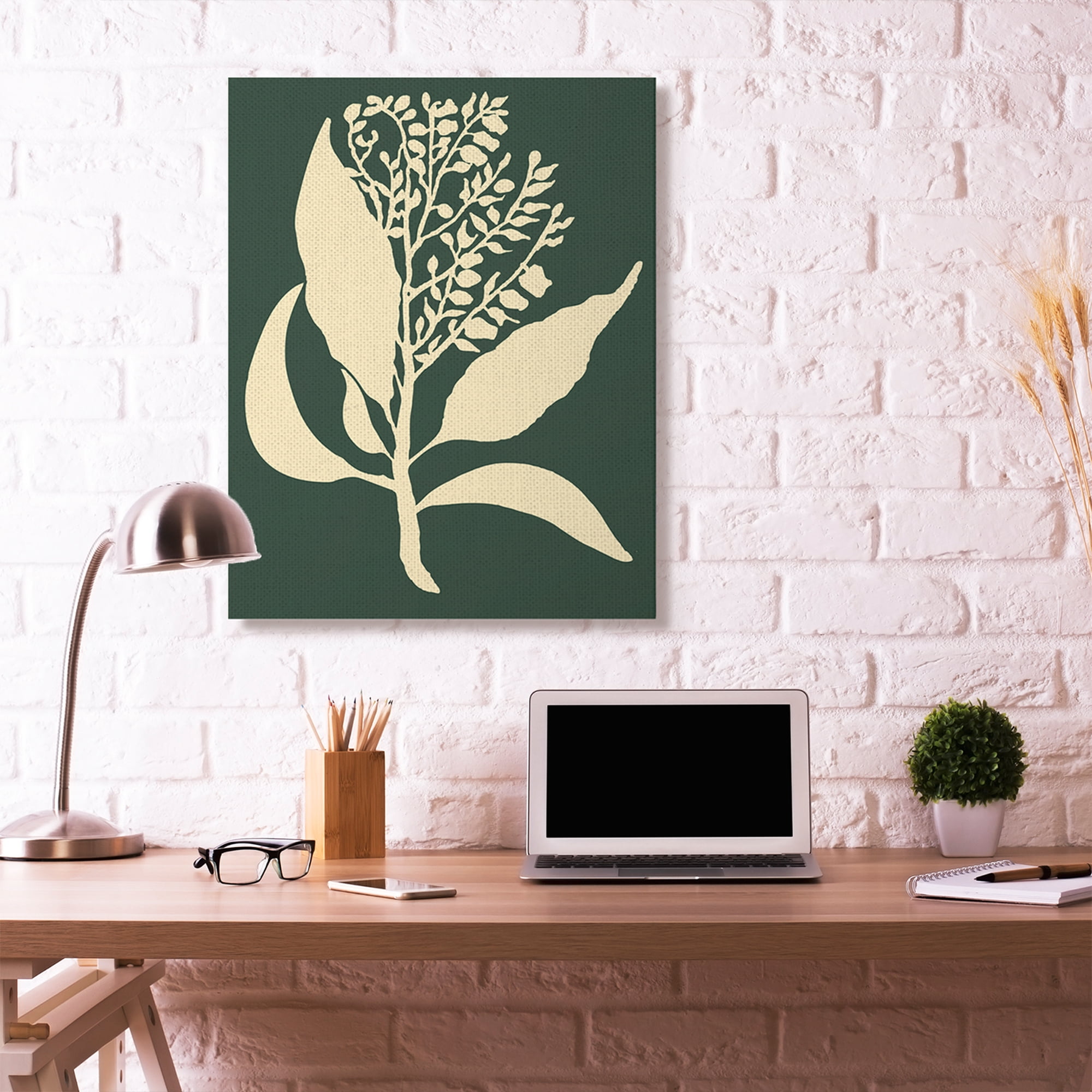 Stupell Home Décor Plant Silhouette Green Yellow Design Canvas Wall Art by the Saturday Evening Post