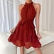 thumbnail image 2 of Vestidos Para Mujer Vestidos Casuales de Moda Sólido Erógeno Halter Vendaje Sin Mangas Mini Vestido Odeerbi ODB166824, 2 of 8