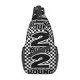 thumbnail image 2 of 2 Much 2 Young - Riñonera unisex con diseño de cuadros ska y música rock en dos tonos, 2 of 4