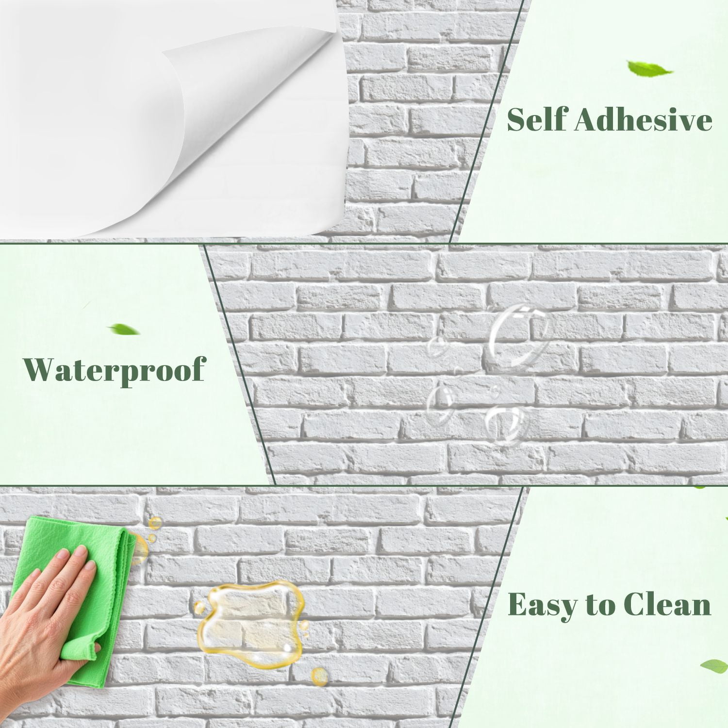 Peel and Stick Wallpaper White Brick Effect Wall Rough Surface Subtle Shadows 24in x 118in Contact Paper Removable Self Adhesive Wall Mural Wall Decor for Bedroom Kitchen Cabinets