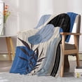 thumbnail image 6 of Fleece Blanket Vintage Abstract Blue Color Block Blankets, Soft Cozy Warm Flannel Throw Blanket, Minimalist Boho Leaves Blanket for Bed Couch Sofa,40x60In, 6 of 9