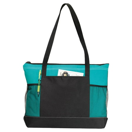 Gemline Shoulder Straps Front Pocket Zippered Tote Bag