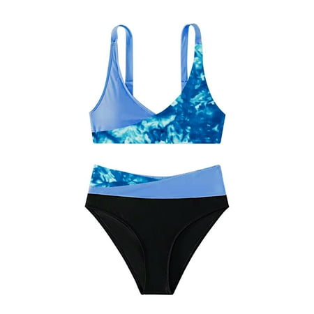 Gubotare Womens Bikini High Waisted Bikinis Swimsuit Set for Women Swimwear Triangle Bathing Suit Tie String Thong (B XL)