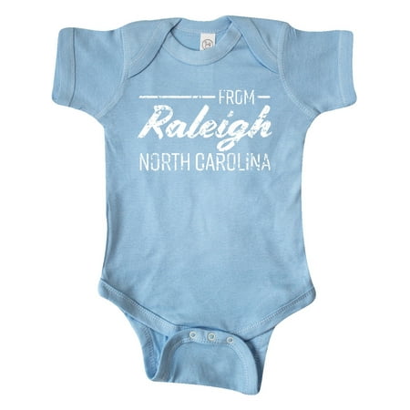 

Inktastic From Raleigh North Carolina in White Distressed Text Gift Baby Boy or Baby Girl Bodysuit