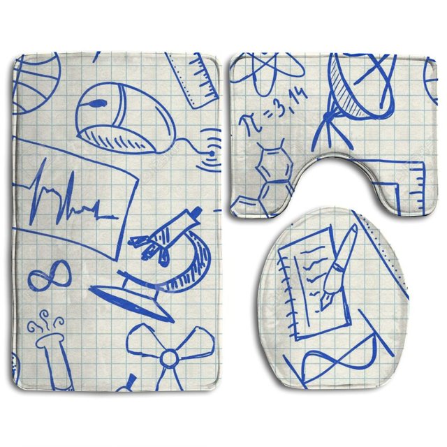 ABPHQTO Ciencia interesante Juego de alfombras de baño de 3 piezas Alfombra de baño Alfombra de contorno y tapa de inodoro ABPHQTO Cont-CHAPPLE-32822