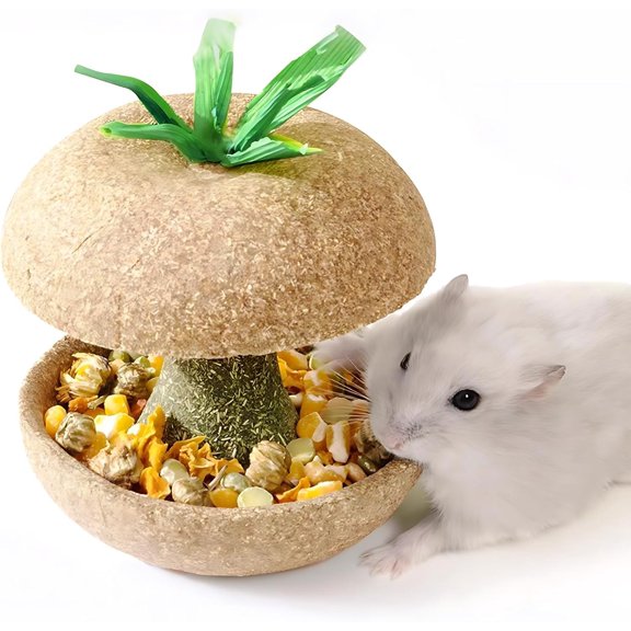 Hamster Chew Toys & Treats - Guinea Pig Chew Toys for Teeth Hamster Cage Accessories Food Bowl for Rabbit, Bunny, Chinchilla, Rat and Small Animal 3.1in Apple Core Shaped