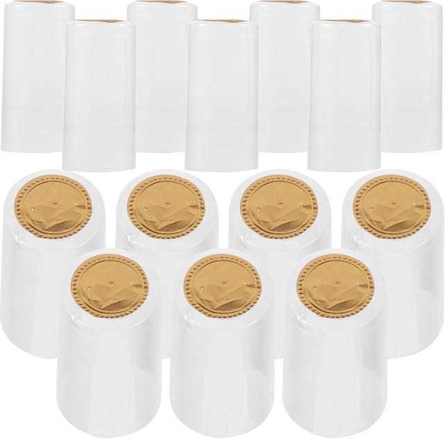 100 piezas de tapas de plástico para botellas de vino tinto, tapas de tapón de película termorretráctil, tapones de corcho