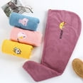thumbnail image 5 of Embroidery Bathroom Strong Absorbent Drip free Time Saving Head Scarf Bath Hair Wrap Rapid Drying Towel Dry Hair Cap Shower Cap PINK, 5 of 8