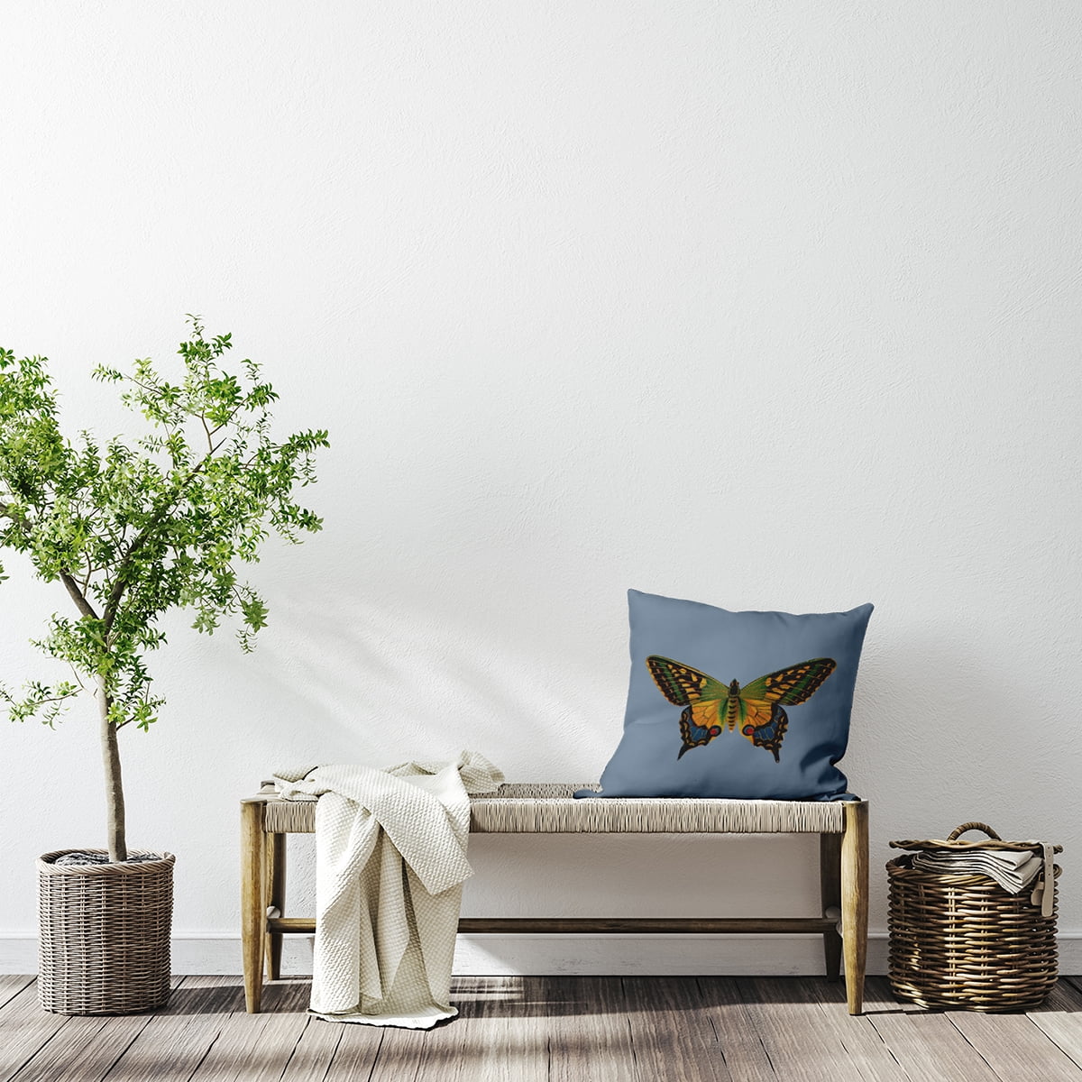 Simply Daisy 26-inch Square Colorful Swallowtail Poly Throw Pillow, Dusty Smoke Blue Qty 1