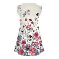 thumbnail image 7 of Usmixi Womens Tank Tops Beach Fashion Floral High Waist Pleated Hem Going out Tunic Vest Tops Summer Trendy Sunflower Print V-Neck Sleeveless Shirts Blouse White XL, 7 of 7