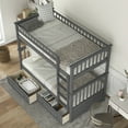 thumbnail image 4 of EEuroco Pine Wood Convertible Twin over Twin Bunk Bed with Storage 2 Drawers, Gray, 4 of 13