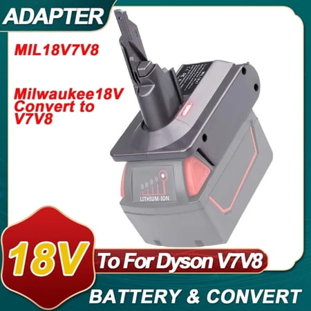 2-in-1 V7 V8 Adapter for De*walt 20V Mil*wau-kee 18V Battery Convert to Replace for Dy*son V7 V8 Battery, Converter Work with V7 Fluffy Absolute Animal SV11 V8 SV10 Battery