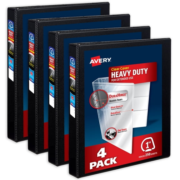 Avery Heavy-Duty Binder, 1" Slant Rings, Black, 4ct (79868)