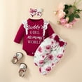 thumbnail image 4 of Edvintorg 0-18Months Toddler Girl Clothes Cute Ruffle Letter Print Long Sleeve Romper Bodysuit Floral Pants Set Birthday Gift Winter Infant Girl Clothes, 4 of 7