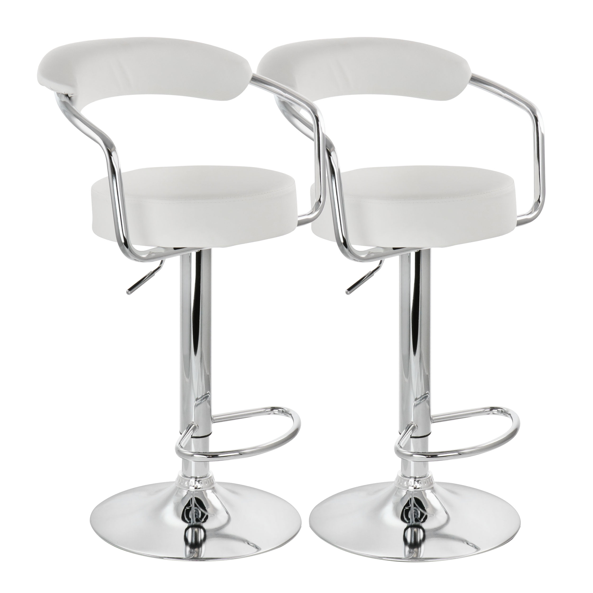 Moustache® 2 sets 1 pair Swivel Leather Adjustable Bar Stool home office White 