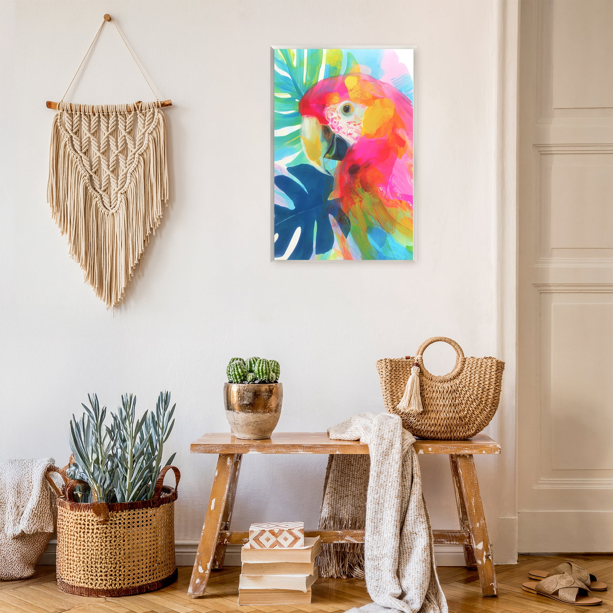 Stupell Industries Scarlet Macaw in Paradise Wall Plaque Art, design by Chromatic Storm Studio