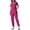 Hot Pink, variant on Womens Two Piece Sets V-Neck Top and Tapered Leg Jogger Pants with Button Medical Nursing Uniforms Set Dark Blue XXL