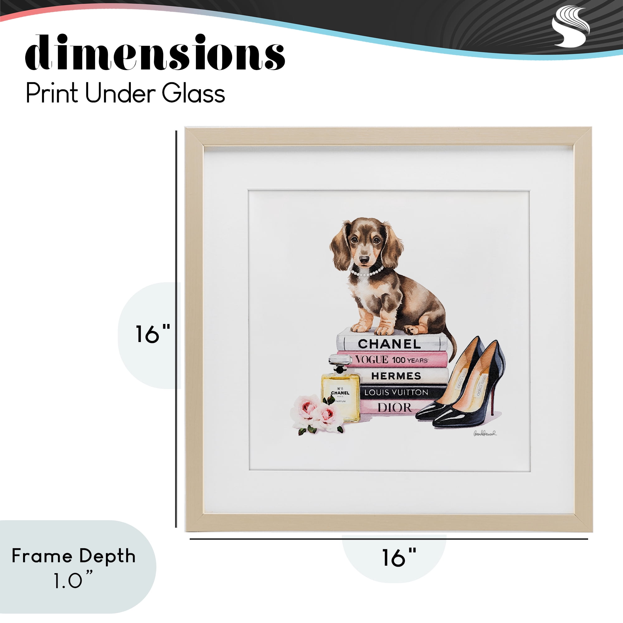 Stupell Industries Luxury Fashion Books & Dog Birch Framed Print Under Glass, design by Amanda Greenwood