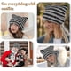 thumbnail image 5 of Women's Knit Beanie Hat Winter Cat Ears Hats Warm Elastic Cap Soft Slouchy Striped Knitted Hat(Black Gray), 5 of 5