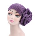 thumbnail image 6 of Meidiya Fashion Shiny Women African Turban Big Flower Knot Pre-Tied Bonnet Beanie Cap Headwrap Women Headwear, 6 of 8