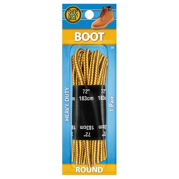 Shoe Gear 1N30BRYL72 Boot Lace, Round, 72 in L, Nylon, Brown/Yellow