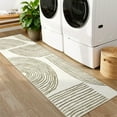 thumbnail image 3 of GlowSol 2'x6' Hallway Runner Rug Indoor Modern Geometric Stripes Print Non Slip Bedroom Runners for Laundry Kitchen, Taupe, 3 of 7
