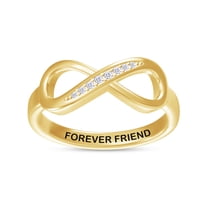 AFFY Infinity Promise Ring for Women | Round White Natural Diamond "Forever Friends" Stackable Wedding Bands Ring | 18K Yellow Gold Vermeil Jewelry Gifts For Her (0.05Cttw)-7