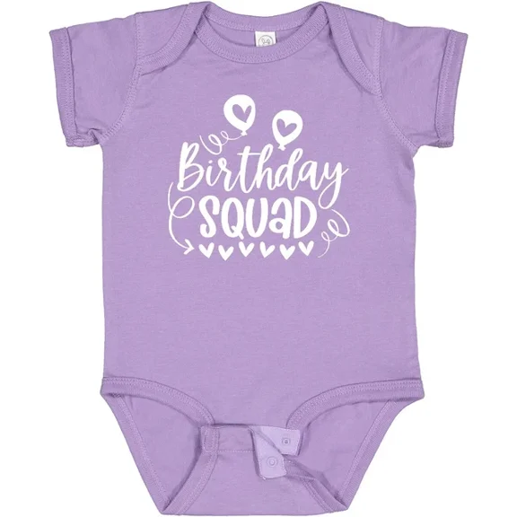 Baby Bodysuit BELLA CANVAS Birthday Squad Cute Balloons And Hearts Baby Bodysuit Birthdays Party
