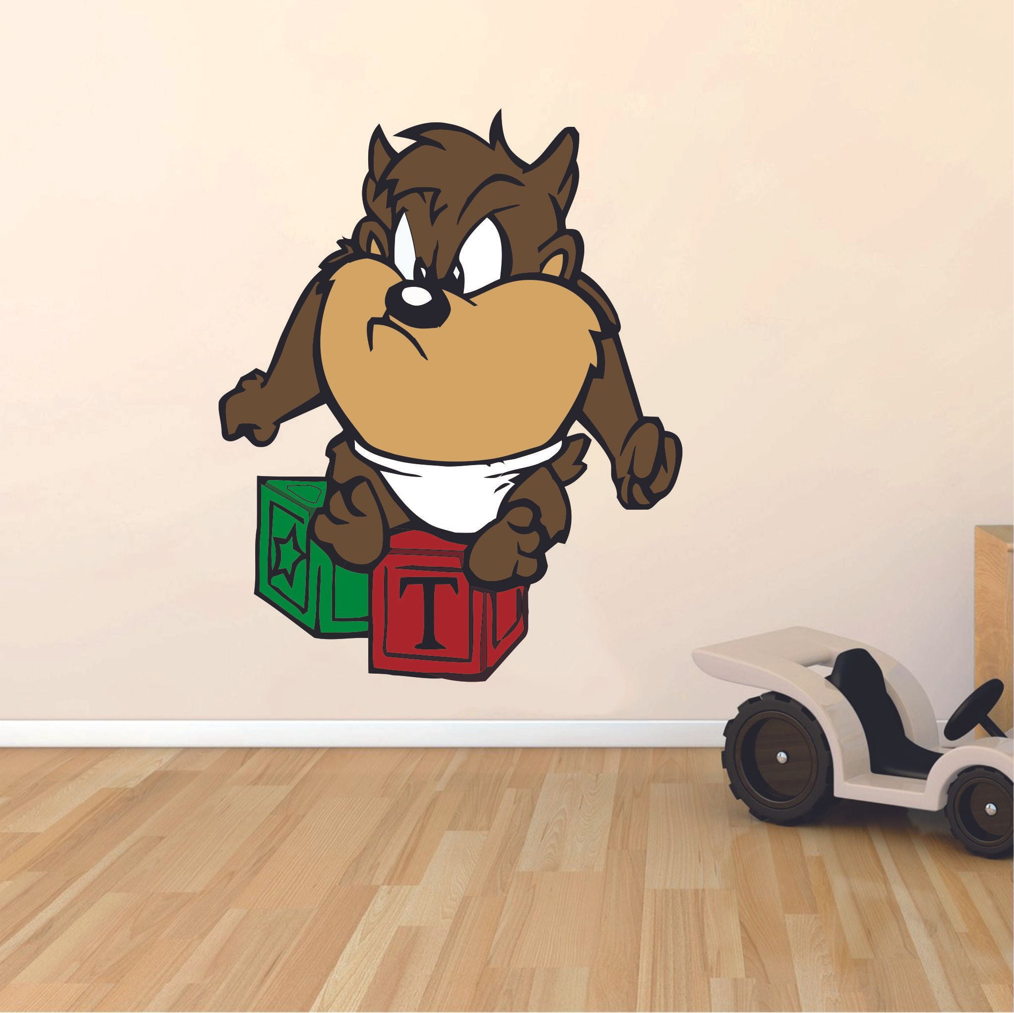 Looney Tunes Angry Tazmania Devil Cartoon Character Wall Art Vinyl Sticker Mural Baby Kids Room Bedroom Nursery Kindergarten House Home Wall Decor Removable Peel And Stick Durable Quality 40x20 Inch Walmart Com