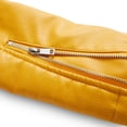 thumbnail image 4 of Previn Women's Faux Leather Jacket Motorcycle Long Sleeve Thick Fitted Outerwear Winter PU Coat Biker Moto Short Snow Fashion Yellow Medium, 4 of 5