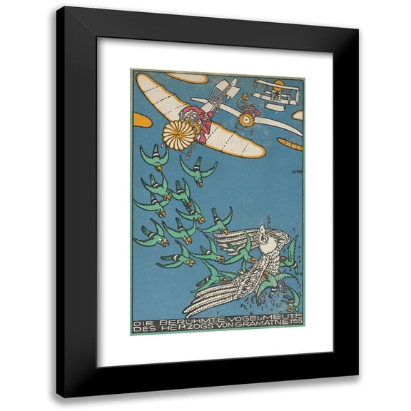 Moriz Jung 11x14 Black Modern Framed Museum Art Print Titled - The Duke of Gramatneiss's Famous Pack of Birds (The Famous Bird Pack of the Duke of Gramatneiss) (1911)