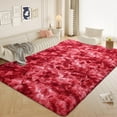 thumbnail image 3 of Softlife Super Soft Plush Tie Dye Velvet Rugs for Home Decor,Fluffy carpet For Living Room,Bedroom,5' x 8',Red, 3 of 7