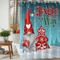 thumbnail image 4 of Teal Christmas Gnomes Shower Curtain, Xmas Tree Snowflake Love Winter Waterproof Fabric Shower Curtains with 12 Hooks, Bathroom Curtain Set for Bathroom Accessories Decor, 72 x 72 Inches, 4 of 9