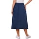 thumbnail image 3 of Falda de mezclilla para mujer Inspire Chic, con botones en la parte delantera, abertura, cintura alta, corte en A, con bolsillos, falda midi de mezclilla, talla S, azul oscuro, 3 of 6