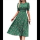 thumbnail image 3 of Vestidos Florales de para Mujer, Estilo Bohemio, Informal, de Verano, con Mangas Abullonadas, Estilo Occidental Verde XXL, 3 of 10