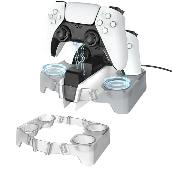 Auxiliary Bracket for DualSense Gamepad Wireless Charging Station, Game Controller Accessories for PS5, Charging Station Not Included-Transparent - Black