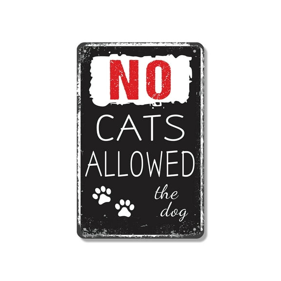 No Cats Allowed Funny Dog House Rustic Custom (2 Pack) 7 Inch x 10 Inch Aluminum Metal Sign Dogs Only No Cats Allowed Perfect for Yards Kennels Playrooms Fun Gift for Dog Owners