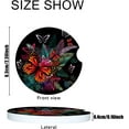 thumbnail image 3 of Car Coasters for Cup Holder Absorbent, Car Ceramic Coasters with Finger Notch, Auto Accessories for Men Women Embroidery Flower Butterfly 2 Pack, 3 of 6