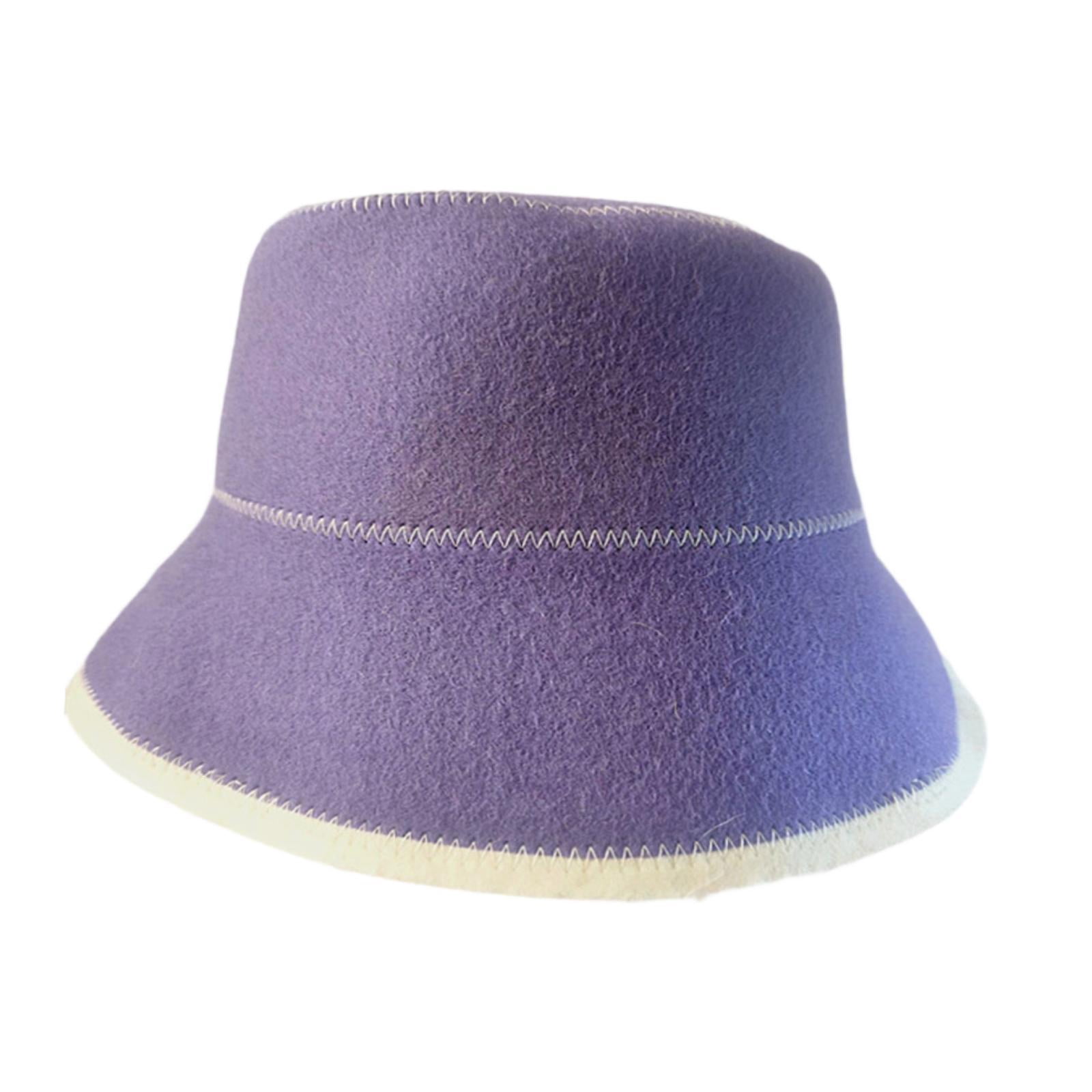 oshhni Felt Cloth Sauna Hat Bath Accessories Sauna Cap for Bath House Men Women SPA Purple
