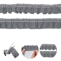 Gingham Fabric Satin Ribbon,QZS Gathered Fabric Edge Trimming,5 Yards Trimming Ribbon for Sewing,Making Crafts,Dresses,1Pack