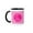 Black/White, variant on 3drose, Hoy Pink Girly Floral Monogram Letter G, 11oz Two-tone Black Mug