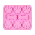 thumbnail image 2 of 3Pcs Silicone Treat Mold, Paw & Bone Shape Baking Tray, Non‑Stick Mould for Candy Chocolate Pet Snack Making, Pink, 2 of 4