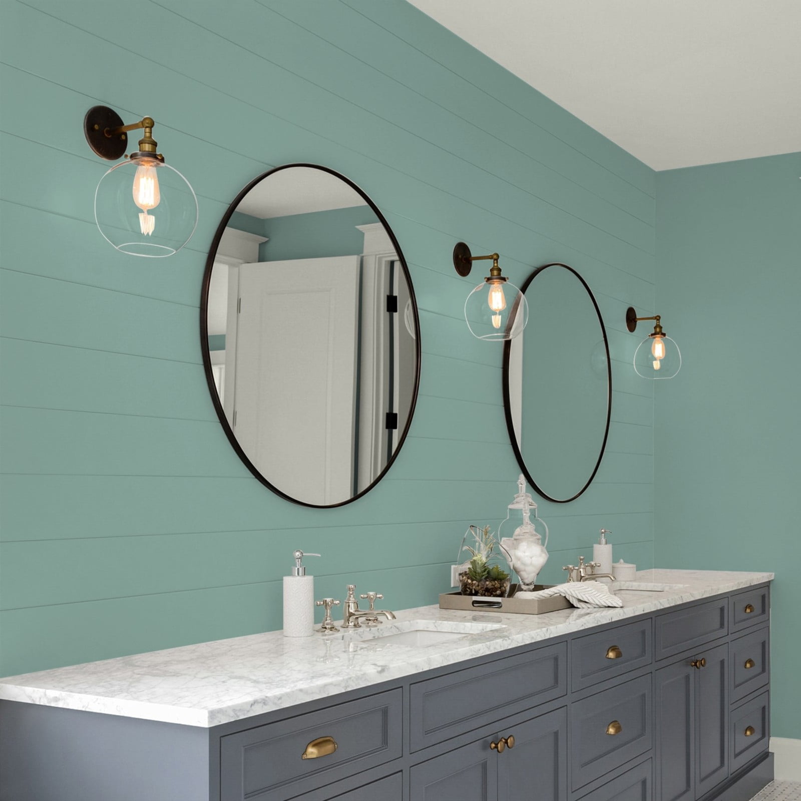 Glidden Glidden Kitchen Bath and Laundry Silver Laurel / Blue, Eggshell Interior Paint with Primer, 1 Gallon
