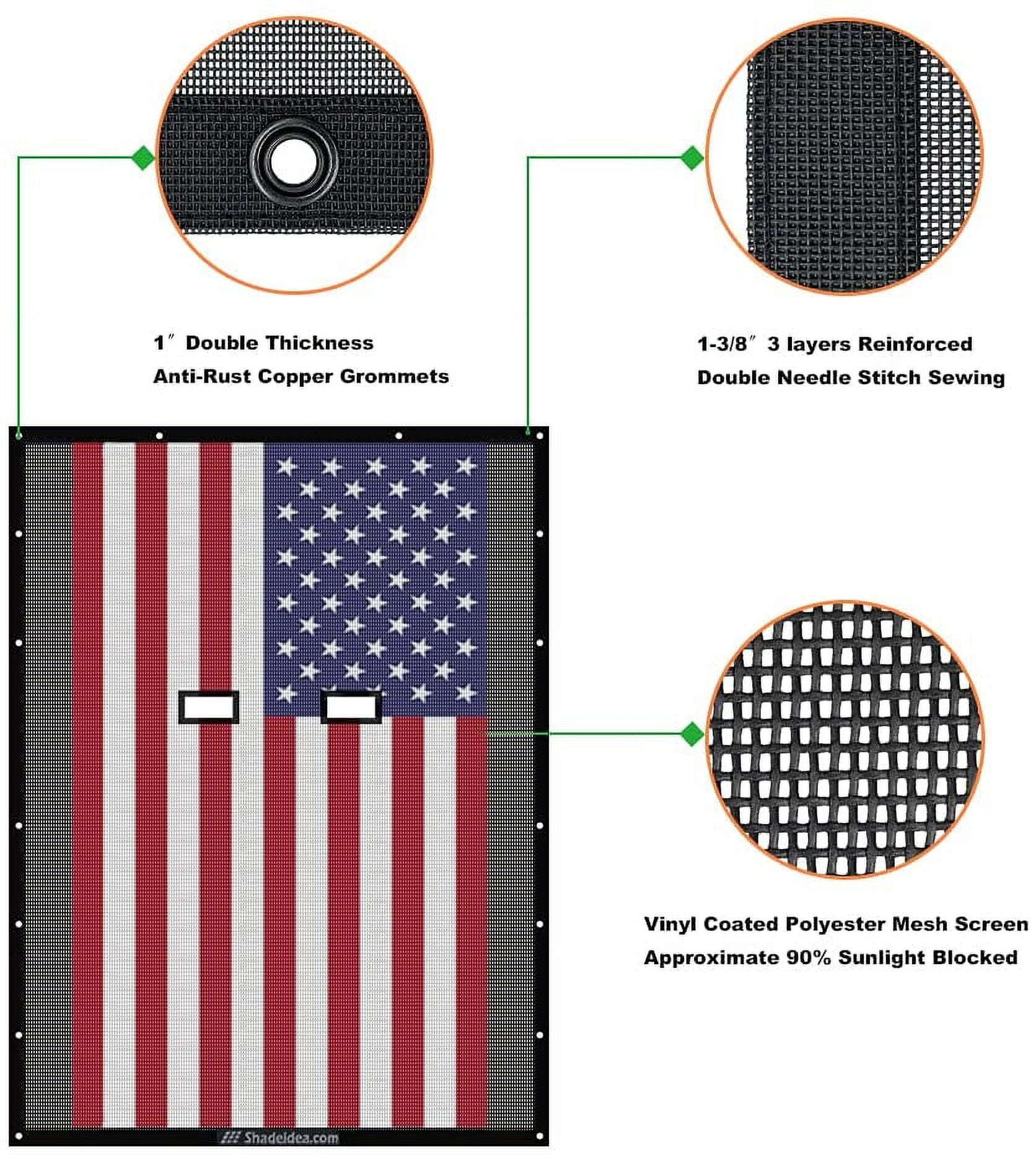 Shadeidea JL Sun Shade compatible with Jeep Wrangler Top Sunshade, JLU Front & Rear -( Black Mesh Screen, NO FADED Flag ) Cover (2018-Current), UV Blocker -10 Years Warranty
