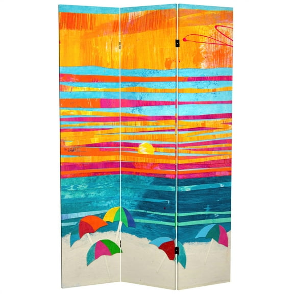 6 ft. Tall Double Sided Sunlit Tides Canvas Room Divider