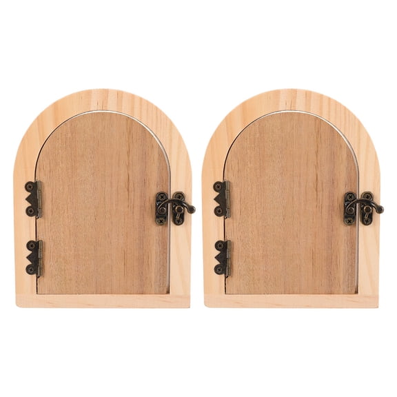 2-Pack Wooden Fairy Door Outlet Covers for Child Safety Baby Proofing - Decorative Socket Plates with Mini Door Design Plug Protectors