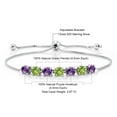 thumbnail image 4 of Gem Stone King 2.67 Ct Round Purple Amethyst Green Peridot 925 Sterling Silver Tennis Bracelet for Women, 4 of 4