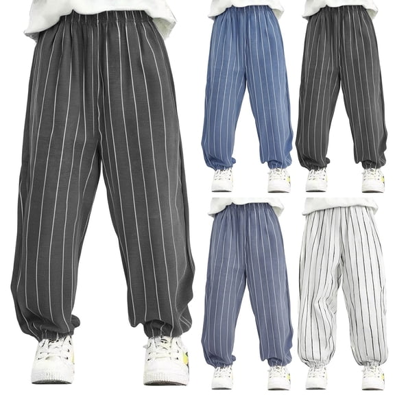 Pants for Boys Boys Summer Striped Baggy Jogging Pants Lightweight Casual Outdoor Sports Black 18-24 Months